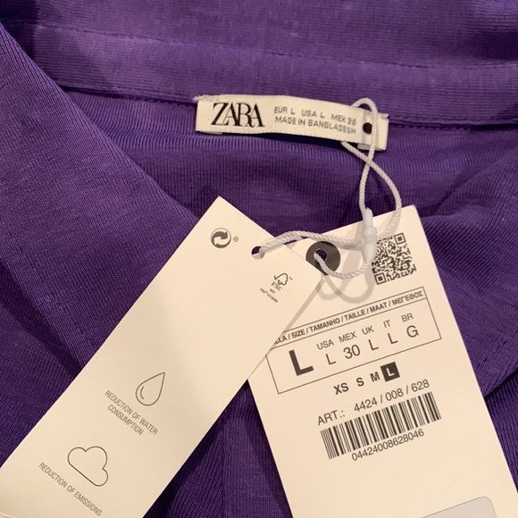 NWT- Zara SHIRT DRESS WITH RUCHING.  Size Large - Picture 7 of 7